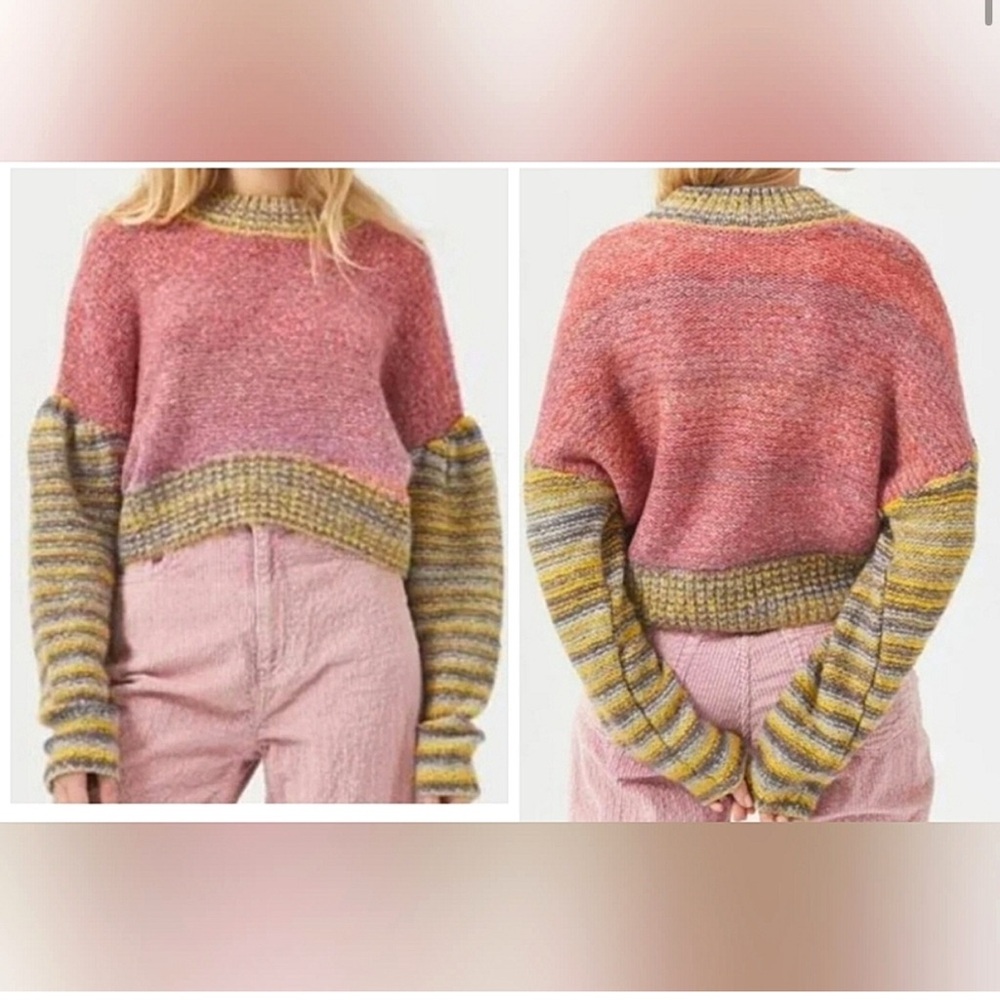 Urban Outfitters cropped Pink and Yellow Striped Sweater